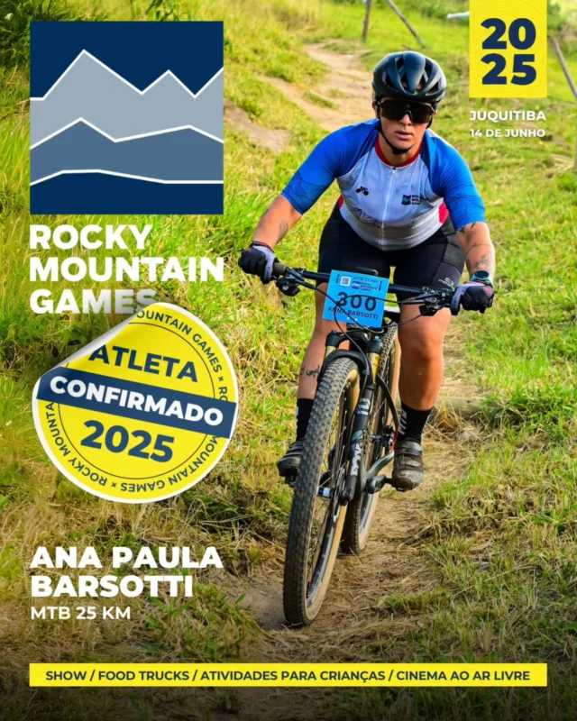 Atleta confirmada! 🚴‍♀️✨ Ana Paula Barsotti, campeã dos 25km de MTB na Etapa Atibaia, já garantiu presença em Juquitiba — e vem com tudo para mais um desafio nas trilhas do Rocky Mountain Games!

Apaixonada pelo esporte, Ana tem uma história de superação que inspira. Ex-corredora, ela migrou para o mountain bike durante a pandemia, e desde então, transformou completamente sua vida: perdeu cerca de 35kg com alimentação e treino, e encontrou na bike um novo propósito.

“O Rocky foi minha primeira vitória na bike. É um evento muito gostoso, com um clima acolhedor e uma energia única”, conta Ana.

Dia 14 de junho, ela estará de novo com a gente, acelerando nas trilhas de Juquitiba. Vai encarar essa com ela?