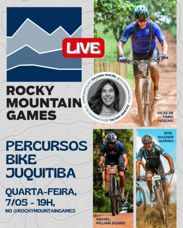 🚴‍♂️ Alô, galera da bike! Tem live especial chegando pra quem vai ou tá pensando em ir pra Etapa Juquitiba do Rocky Mountain Games! 🌄

Reunimos um time de peso pra tirar todas as suas dúvidas:

🔥 Fábio Hossaki, referência no MTB
🏆 Wagner Quirino, campeão de MTB no RMG
🚵‍♂️ William Soares, campeão de gravel no RMG

Vamos falar sobre os percursos, altimetrias, tipo de terreno, ajustes ideais na sua bike e o que esperar dessa prova imperdível! Vai rolar muita dica pra você curtir e performar 🚀

Quem apresenta a live é a Ju Maciel!

📅 Quarta-feira (7)
🕖 Às 19h
📍 No perfil @rockymountaingames

Anota a data e hora e cola com a gente! 💥