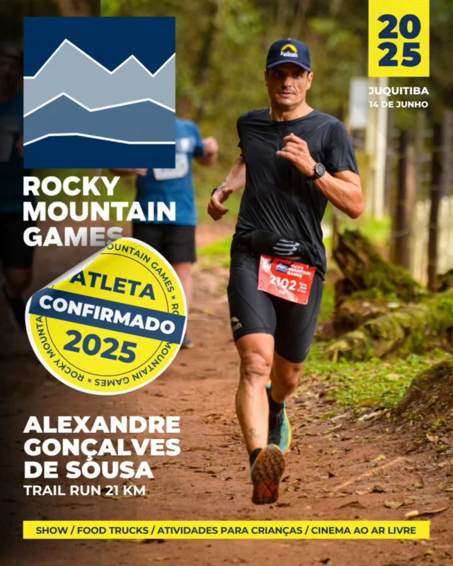 🏃‍♂️Atleta confirmado: Alexandre Gonçalves de Sousa no Trail 21km da Etapa Juquitiba! Alexandre é o atual campeão da categoria Ultra Masculina da temporada 2024 do WTR, acumulando 12.000 pontos ao longo do circuito. 

Além disso, Alexandre conquistou a 4ª colocação na KTR Ilhabela 2023, completando os 42km com 2.180m de altimetria em 5h59min. 

No dia 14 de junho, ele estará na Etapa Juquitiba do Rocky Mountain Games, encarando os 21km de trilhas desafiadoras em meio à Mata Atlântica.

📍 Juquitiba – SP
📅 14 de junho
🎽 Trail Run 21km

Não perca a chance de correr ao lado de grandes nomes do trail nacional! Inscreva-se pelo link da bio!