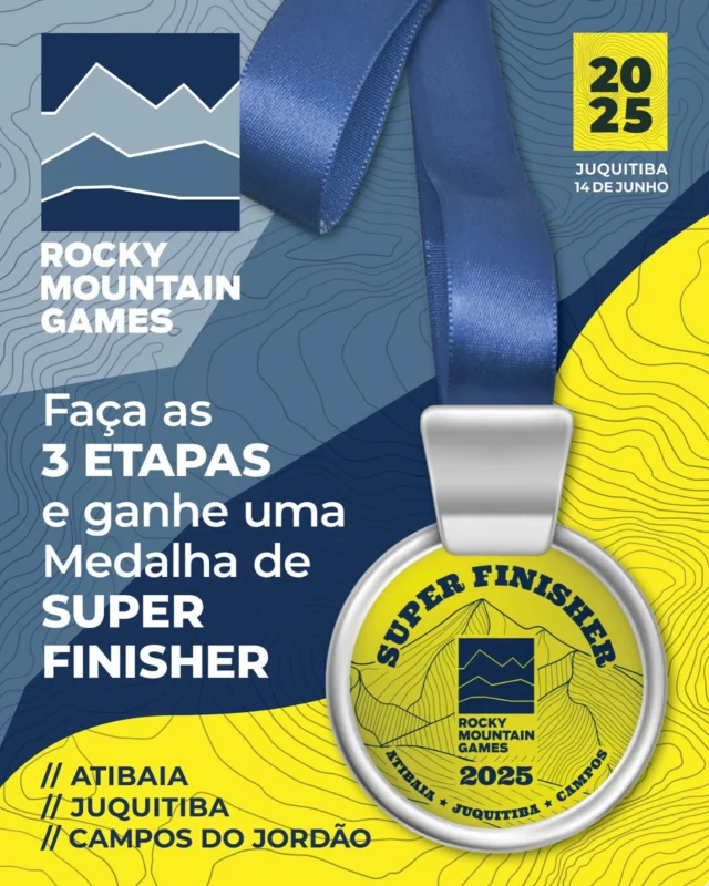 É SUPER FINISHER! 🤩🏅

Se liga nessa novidade da temporada 2025: a medalha de Super Finisher será aquela memória especial de um ano de muita superação e desafios nas trilhas!

Quem participou de Atibaia e ainda vai correr ou pedalar em Juquitiba e em Campos do Jordão irá receber essa medalha única do Rocky Mountain Games.

🎖️Leve mais essa conquista pra sua coleção! Ainda dá tempo de se inscrever pra etapa de Juquitiba, que acontece dia 14 de junho, é só clicar no link da bio!