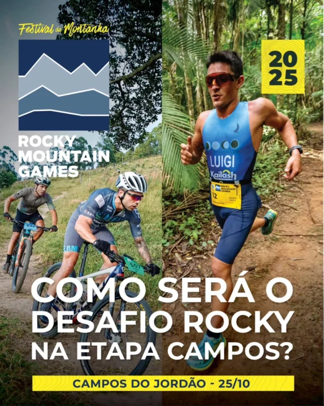 Na Etapa Campos do Rocky Mountain Games, o Desafio Rocky vai ser em formato de duathlon. A largada começa com o trail 10km, às 8h15. Os atletas que forem concluindo a corrida vão diretamente para a área de transição, situada na própria arena. O atleta pega a bike, que ele mesmo deixou ali anteriormente, troca o equipamento que for necessário e passa pelo pórtico saindo para o percurso do MTB 25 km. O tempo final do atleta é a soma do trail, da transição e do MTB. 

Vai ser uma prova dinâmica e divertida. O Desafio Rocky também premia em dinheiro, o que vai deixar a competição mais animada ainda. Bora participar? 

A Etapa Campos é da 25 de outubro. As vagas estão acabando, corre no link da bio para garantir a sua!
